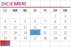 calendario obligaciones diciembre 2018