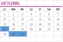calendario obligaciones octubre 2018