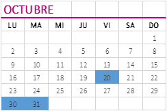 Imagen Calendario octubre 2017 obligaciones