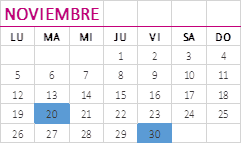 calendario obligaciones noviembre 2018